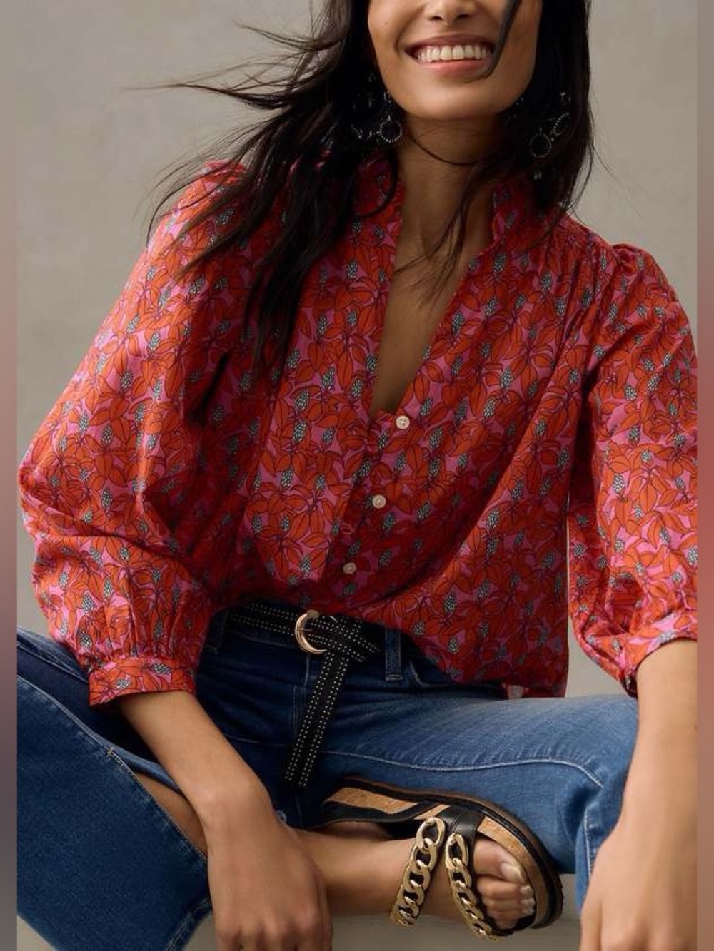 Trovata Birds of Paradis Quincy Blouse in Poinsettia